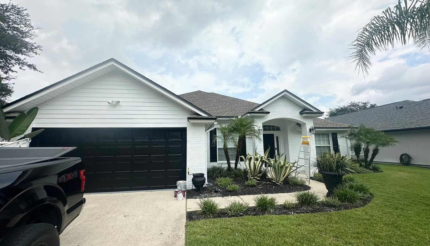 Modern white and black exterior repaint